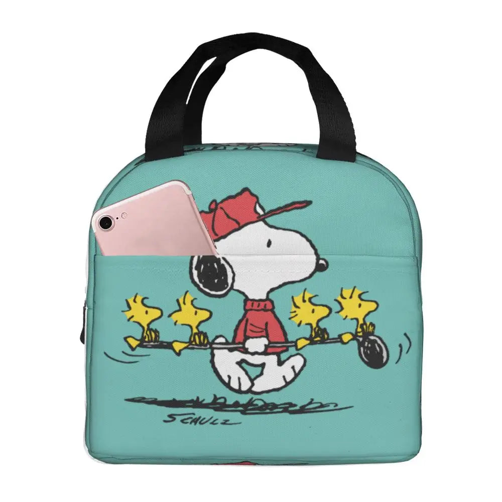 Custom Funny Cartoon Snoopy Lunch Box Waterproof Thermal Cooler Food Insulated Lunch Bag Kids For Kids Portable Picnic Tote Bags