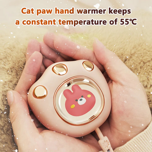 Cute Cat Paw Hand Warmer 500mAh USB Rechargeable Portable Winter Keep Warm Gadget Pocket Mini Electric Heater Hand Warmer