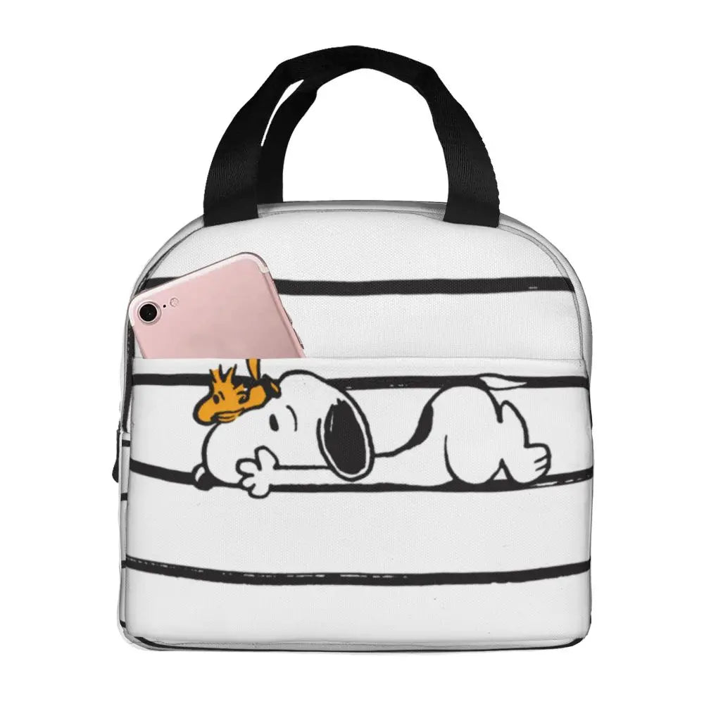 Custom Funny Cartoon Snoopy Lunch Box Waterproof Thermal Cooler Food Insulated Lunch Bag Kids For Kids Portable Picnic Tote Bags