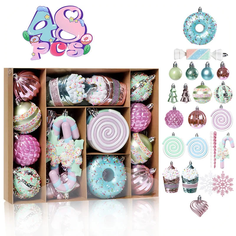 New Christmas Ball Decoration Kraft Paper Set Box Karon Donuts Pink Candy Unicorn Ice CreamWedding Props Party Scene Layout