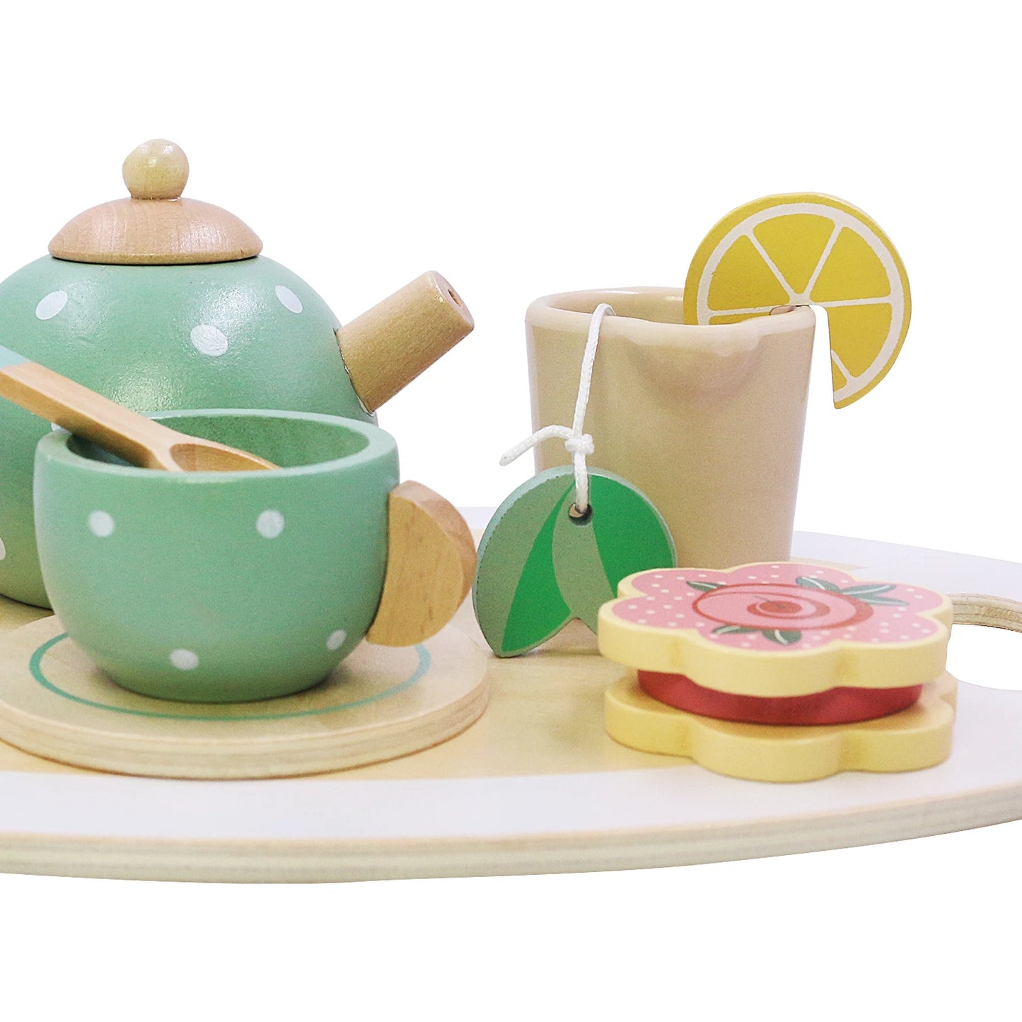 Wooden Tea Set Toys Pretend Play Kitchen Accessories for Kids Food Afternoon Tea Role Play Game for Toddlers Girls Boys Gifts