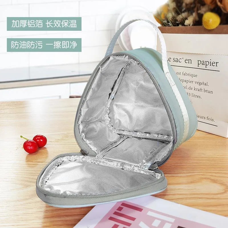 Breakfast Insulation Thermal Bag Small Triangular Rice Ball Lunch Box Bags Cute Portable Food Bento Fresh Pouch for Women Kids