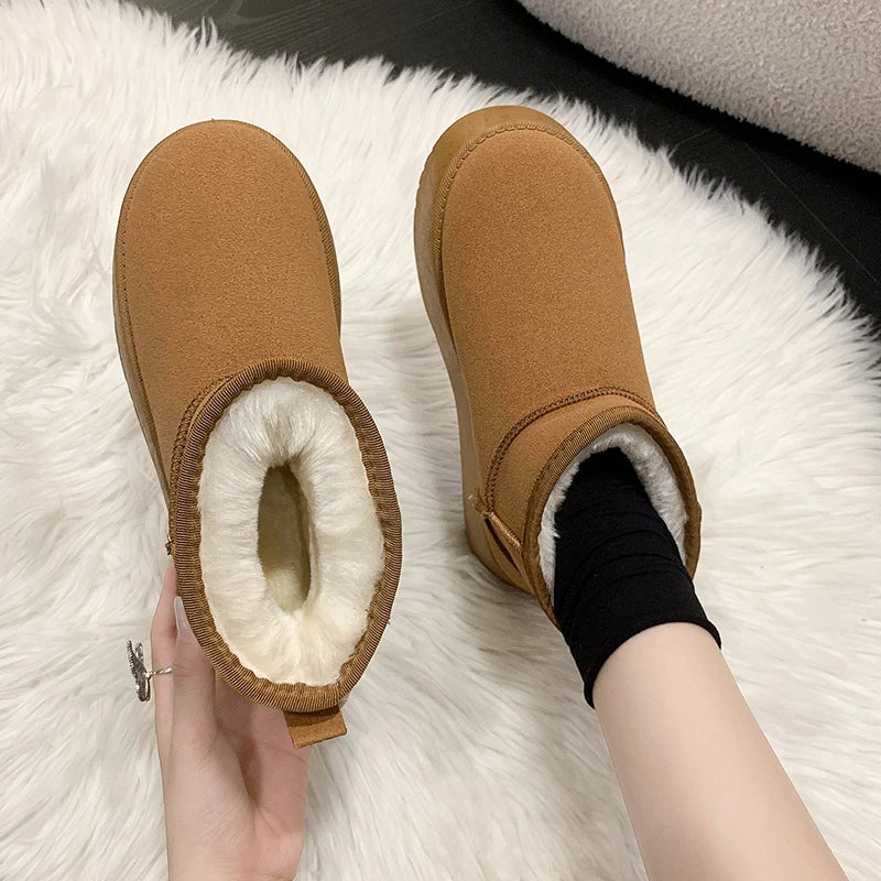 2024 New Classic Thickened Fluff Women's Snow Boots Comfortable Warm Ankle Boots Women Winter Ladies Shoes Chunky Botas Mujer