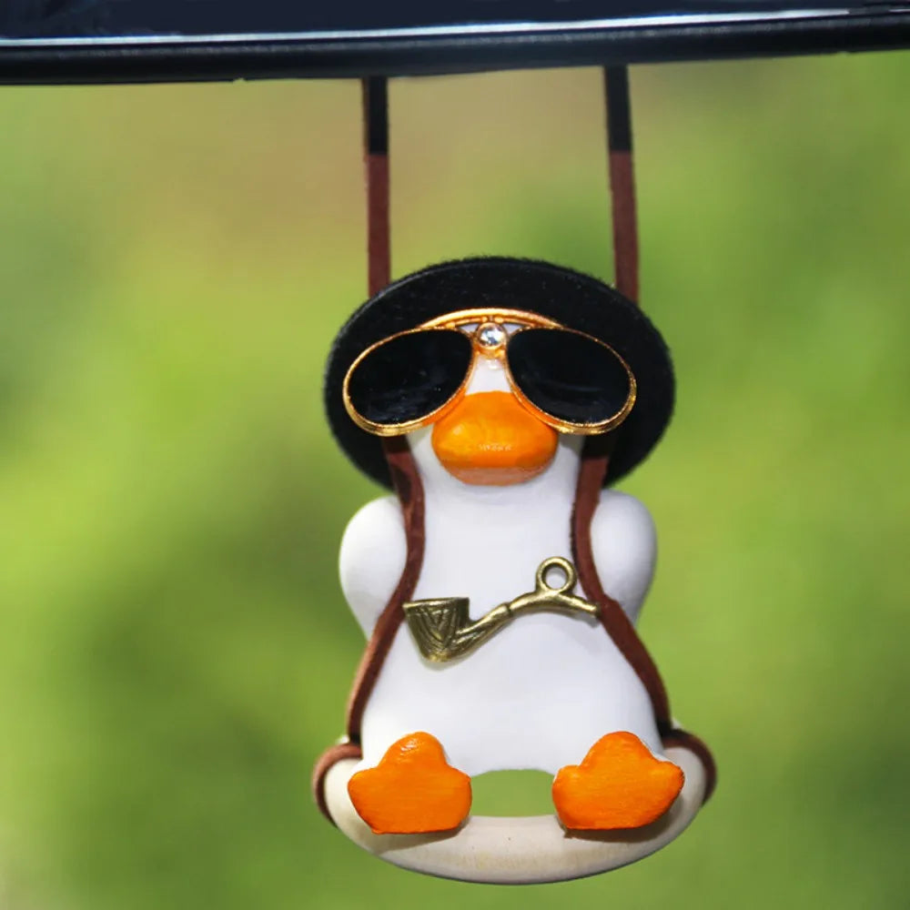 Car Pendant Cute Anime Little Duck Swing Auto Rearview Mirror Hanging Ornaments Interior Decoraction Accessories for Girls Gifts