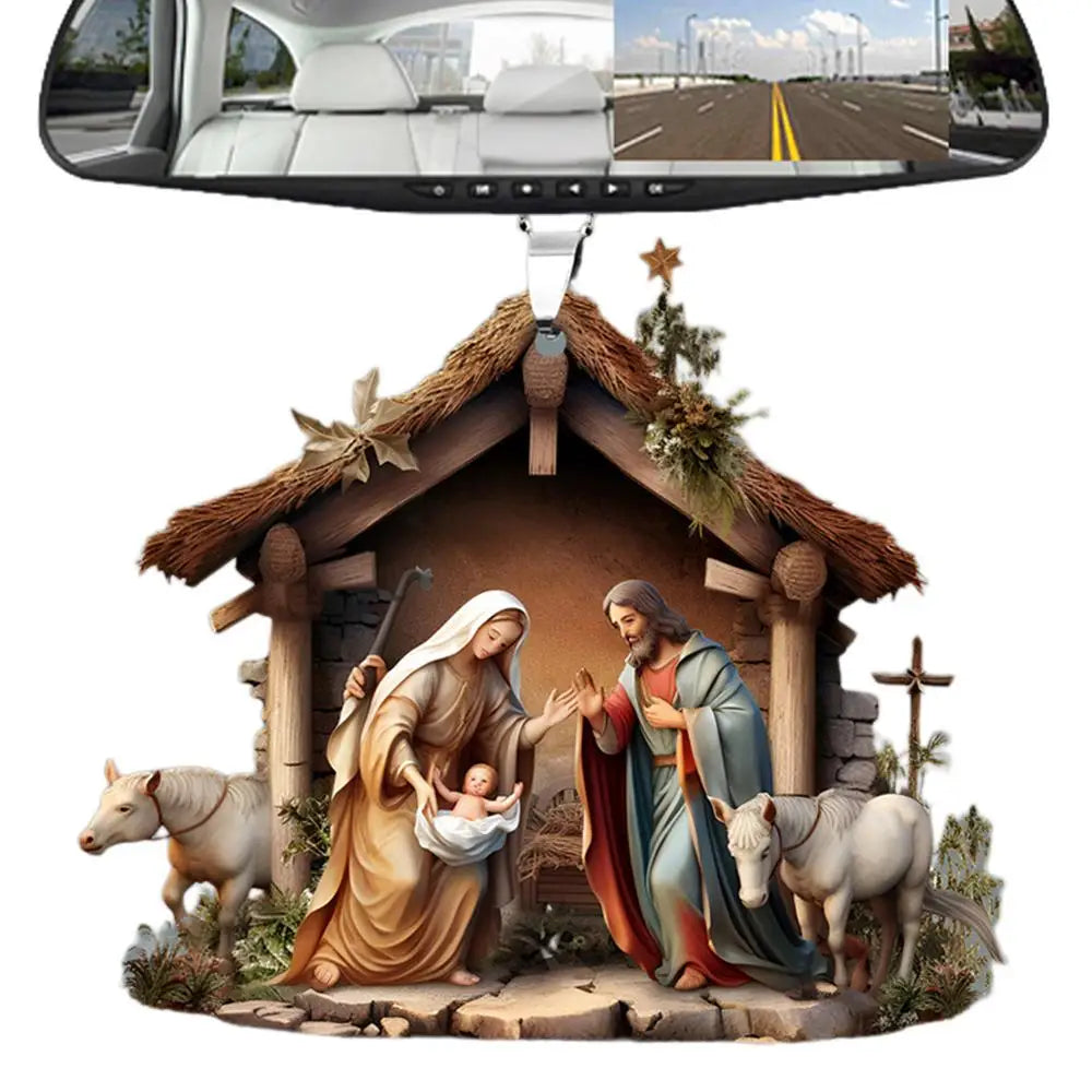 Christmas Nativity Scene Ornaments The Birth Of Jesus Decor Nativity Scene Acrylic 3D Decoration For Christmas Tree car Decor