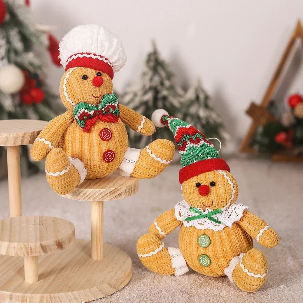 1PC Gingerbread Doll Plush Christmas Tree Pendant For Gingerbread Man Xmas Tree Hanging Ornament Indoor Pendant Decoration