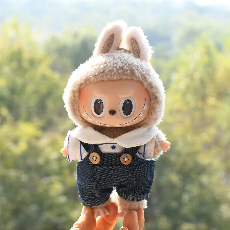 17cm Cute Mini Plush Doll'S Clothes Outfit Accessories For Korea Kpop Exo Labubu Idol Dolls Overalls Hat Clothing DIY Kids Gift