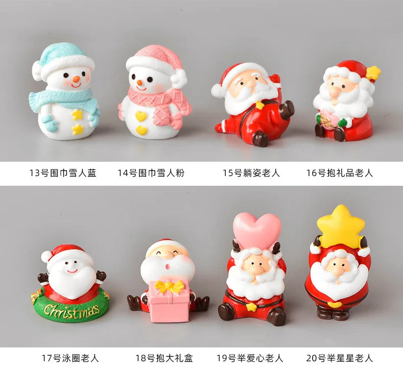 Christmas Decoration Santa Claus Snowman Figurine Fairy Christmas Miniatures Figurines Christmas Gifts DIY Home Decoration