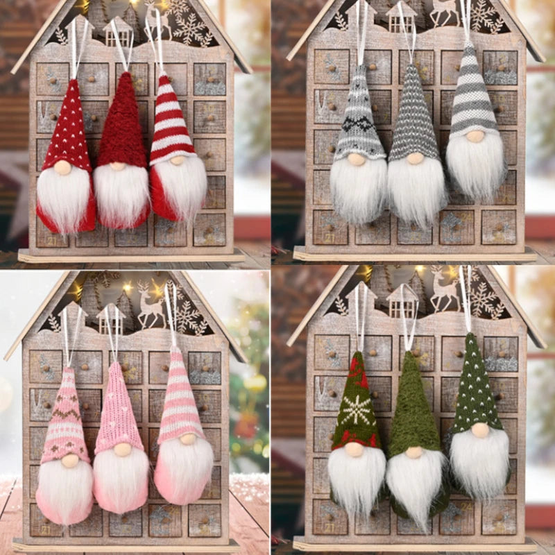 2023 Cute Christmas Santa Snowman Deer Doll Decoration Gift Doll Christmas Tree Hanging Ornament New Year Xmas Home Decoration