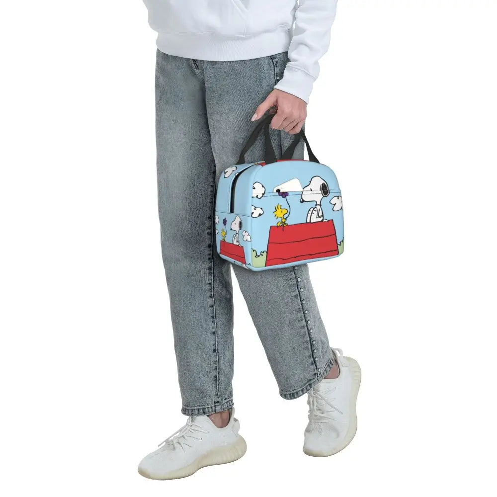 Custom Funny Cartoon Snoopy Lunch Box Waterproof Thermal Cooler Food Insulated Lunch Bag Kids For Kids Portable Picnic Tote Bags