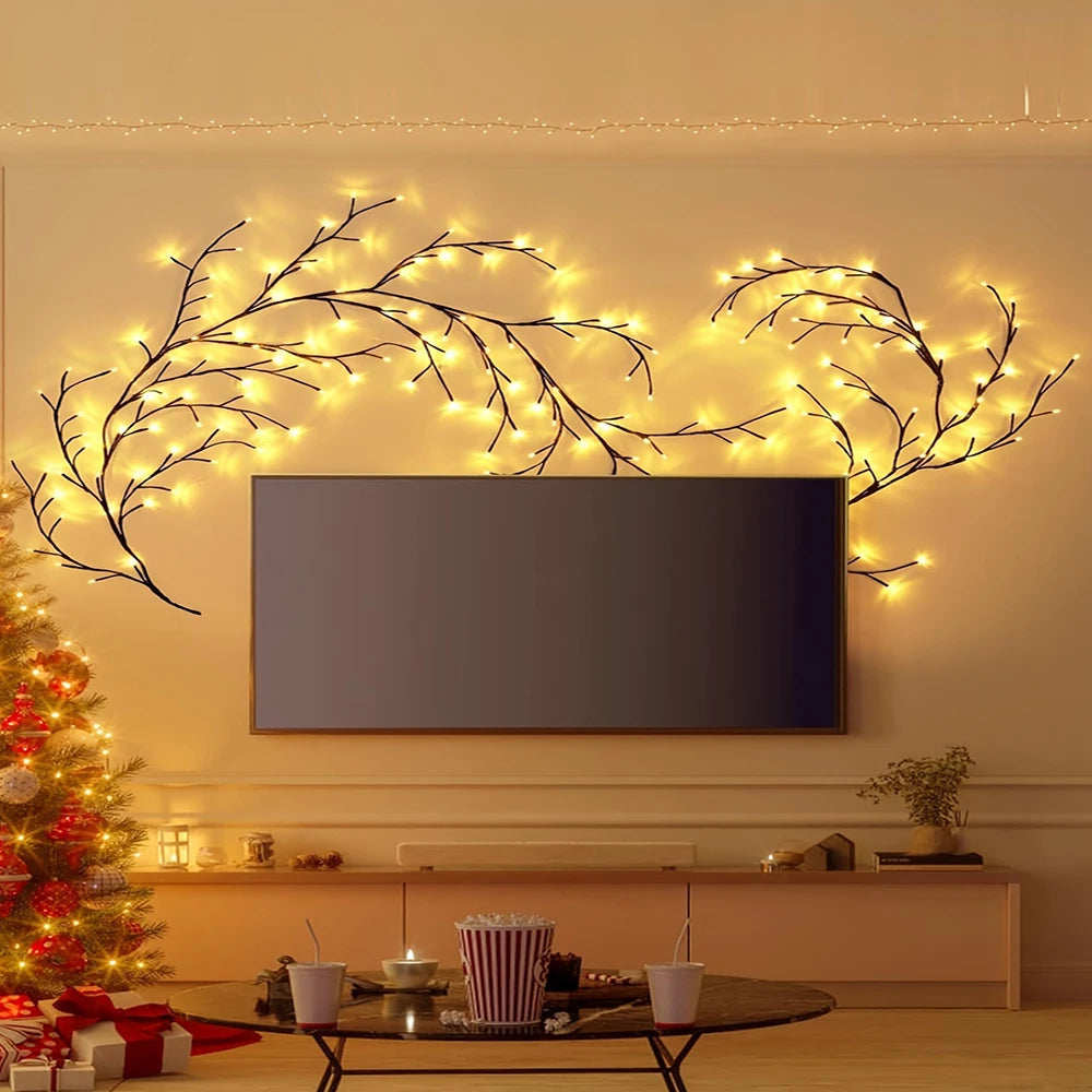 USB Flexible Willow Vine Light Home Wedding Decorations DIY Rattan Tree Luminous Branch Light Wall Fireplace Party Bedroom