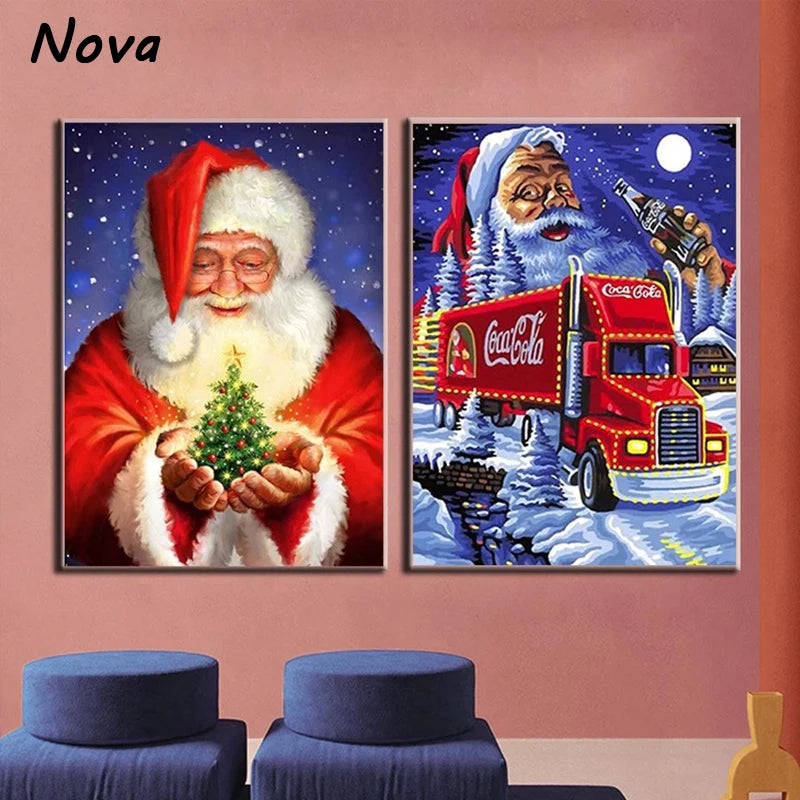 Christmas Canvas Poster Scenery Oil Painting and Prints Christmas Decoration Gift Wall Art Picture for Living Room Decor Cuadros