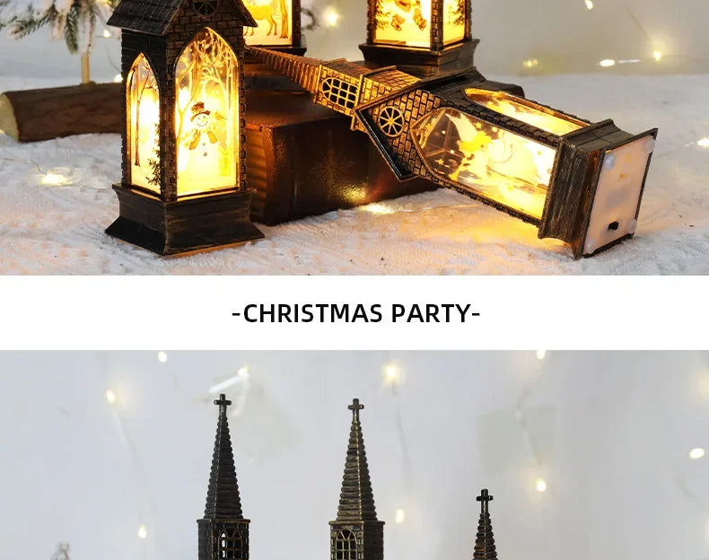 Christmas Light Up Church Decorative Battery Operated Lantern Ornament Light Up Holiday Ornaments Christmas Decorations for Kids