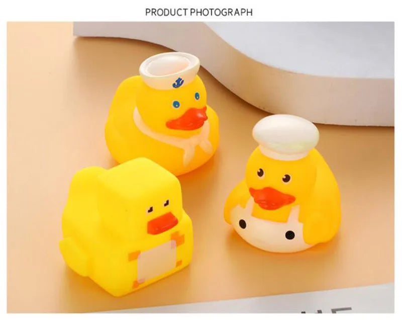 1pcs Baby Cute Duck Bath Toys Rubber Yellow Ducks Washing Swimming Toddler Toys Squeeze Sound Kids Wash Play Funny Gift