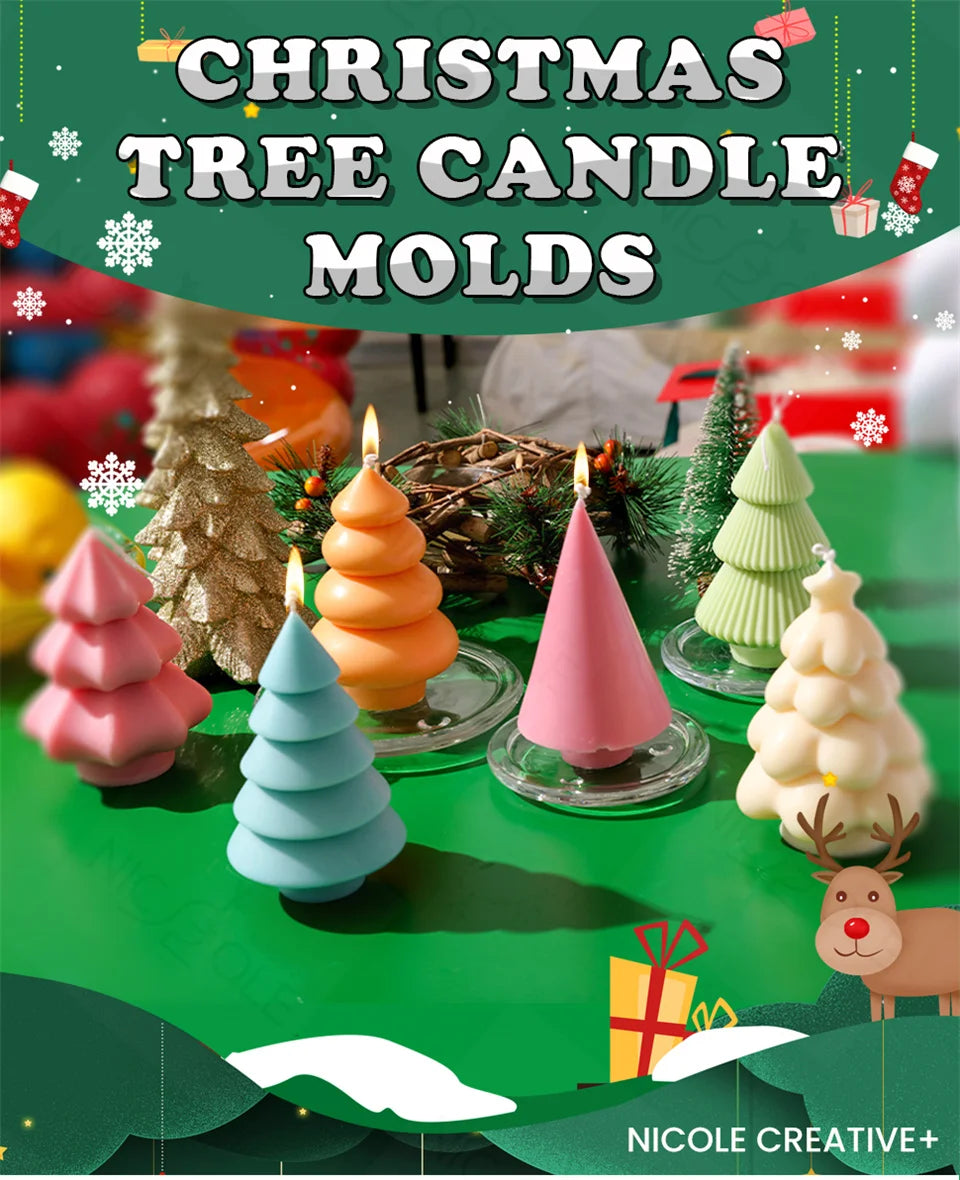 Christmas Tree Silicone Mold Handmade Scented Candle Mould DIY Christmas Mould Supplies Home Decor