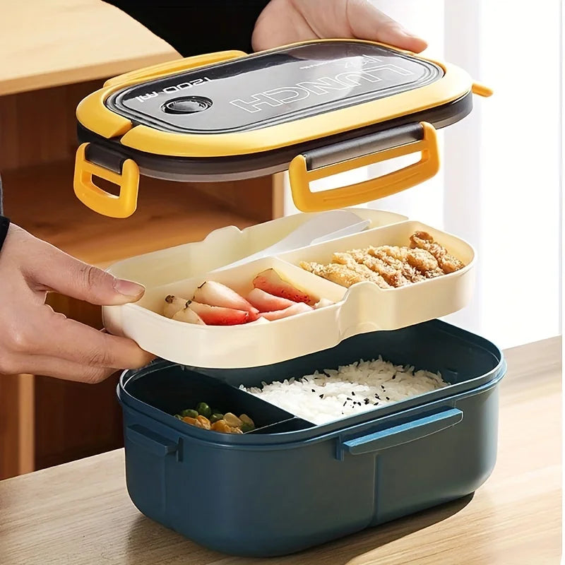 Double Layered Lunch Box Food Container For Kids Portable Compartments Bento Lunchbox Eco-Friendly Outdoor Camping Picnic