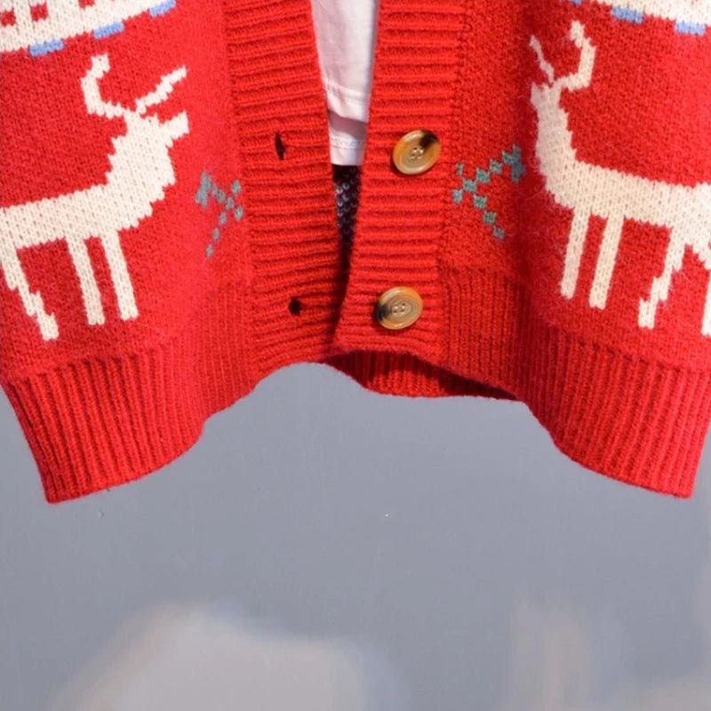 Knitted Ugly Christmas Sweater Knit Sweaters For Men Cardigan Couple Vintage Sweater Cardigans Coat Y2K Jacket Men's Clothing