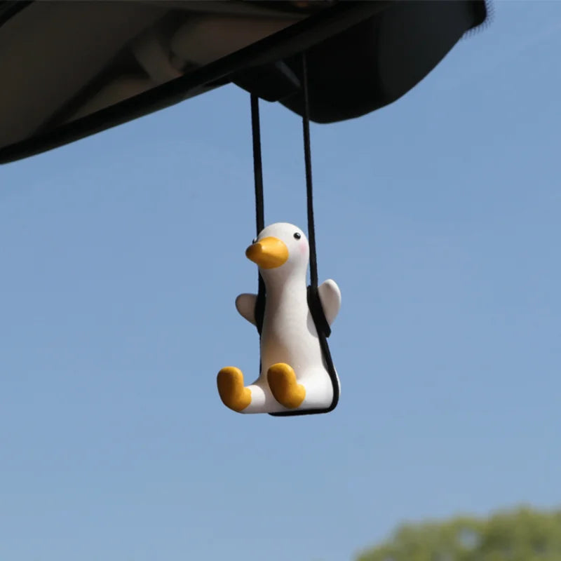 Car Pendant Cute Anime Little Duck Swing Auto Rearview Mirror Hanging Ornaments Interior Decoraction Accessories for Girls Gifts