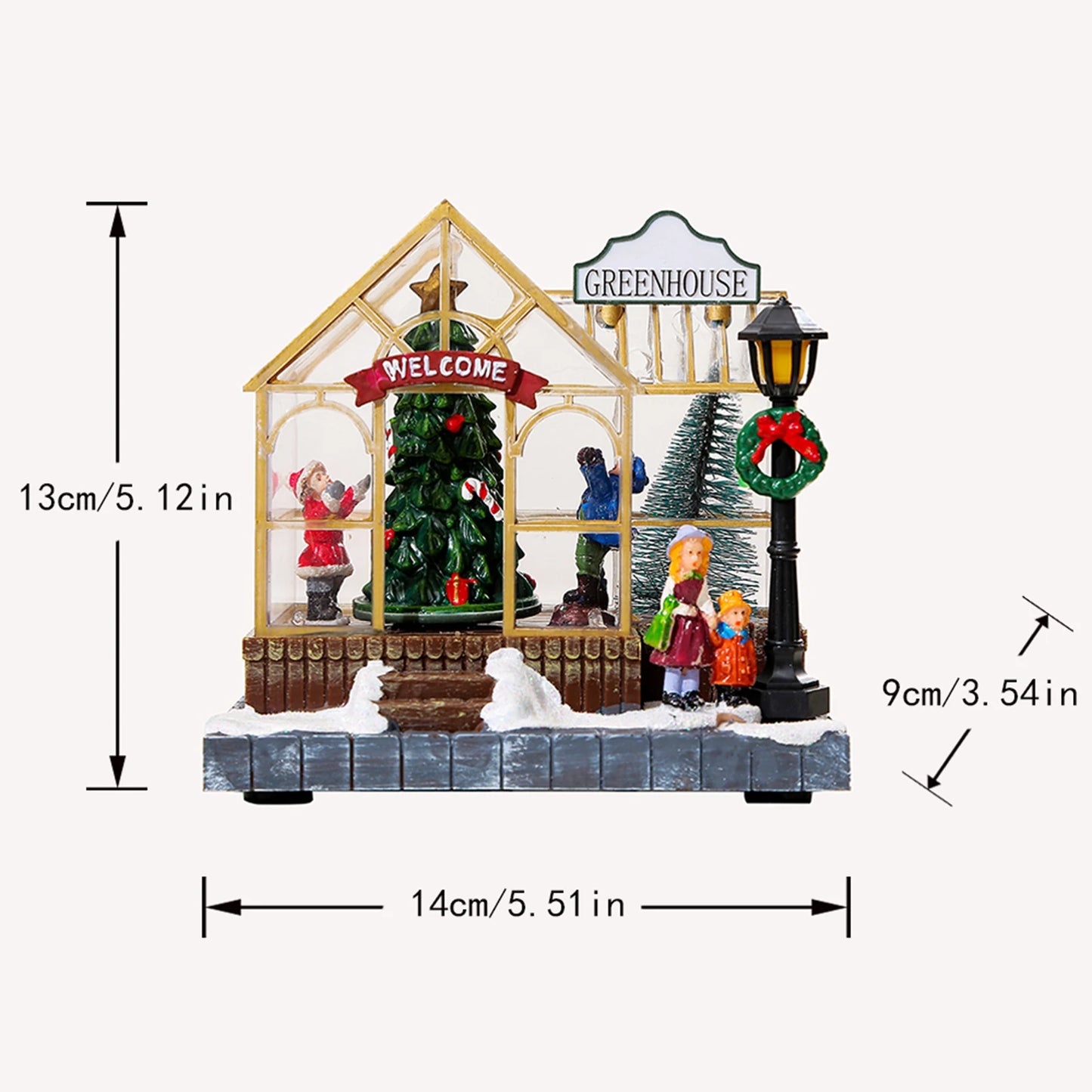 Christmas Scene Village Houses Collectible Buildings LED Tabletop Xmas House for Bedroom Indoor Living Room Desk Xmas Party