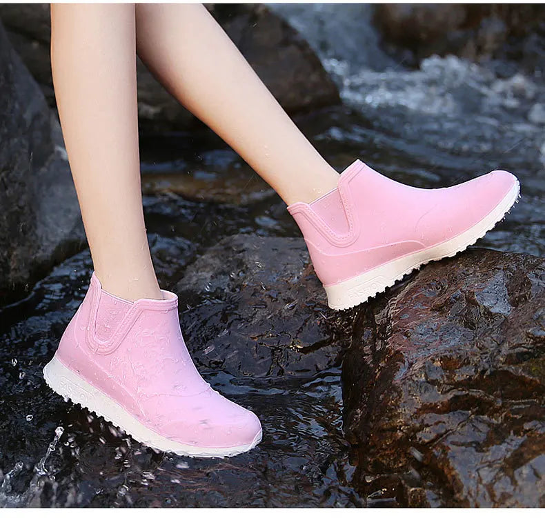 Fashion Rain Shoes for Women Rubber Boots Platform Ankle Boots 2024 Autumn Winter Slip on Women Booties Work Shoes Botines Mujer