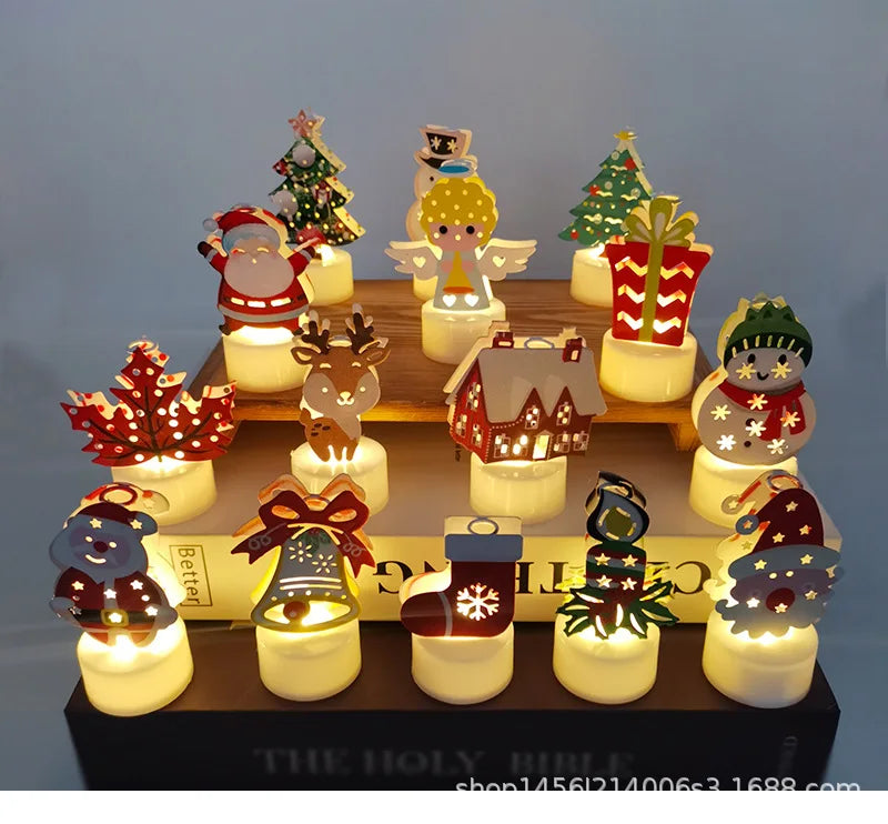 Christmas LED Light Snowman Santa House Luminous Cabin Merry Christmas Decor for Home Xmas Tree Ornaments Kids Gifts New Year