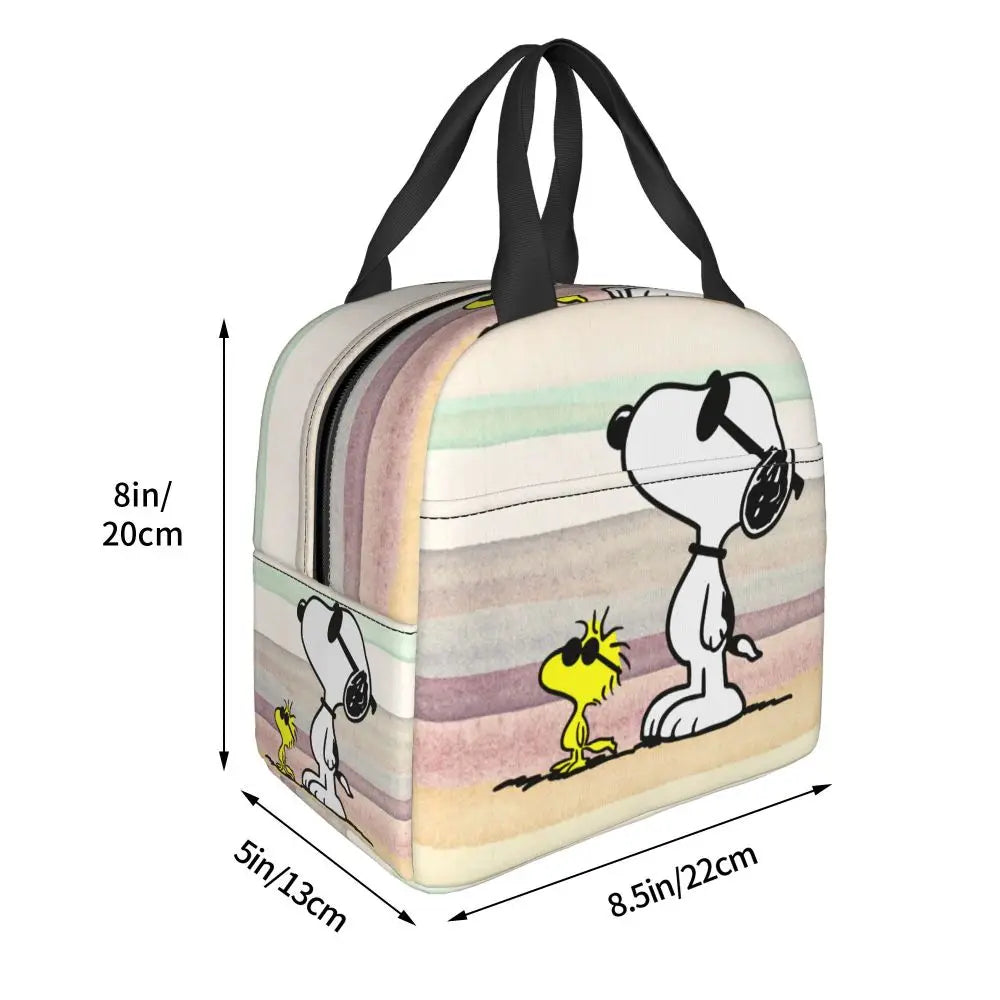 Custom Funny Cartoon Snoopy Lunch Box Waterproof Thermal Cooler Food Insulated Lunch Bag Kids For Kids Portable Picnic Tote Bags