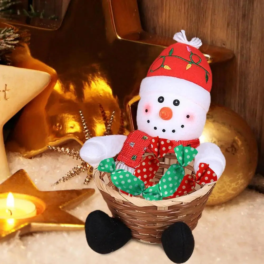 Christmas Candy Bowl Basket Christmas Table Decor Candy Holder Christmas Candy Storage Basket with Gingerbread Man Penguin Deer