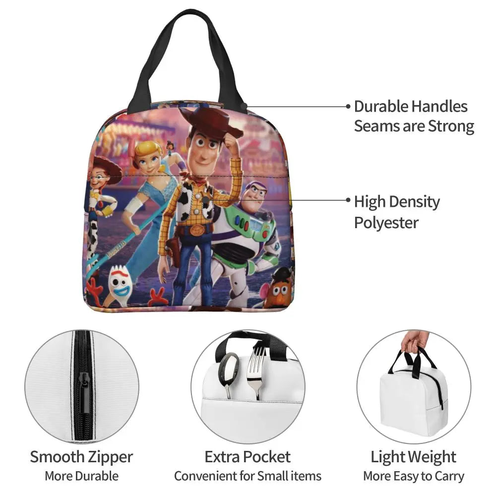 Custom Toy Story Buzz Ranger Suit Insulated Lunch Bag Reusable Thermal Cooler Bento Box For Women Food Container Tote Bags