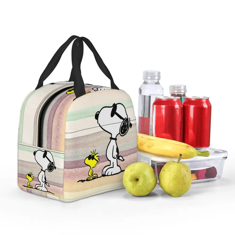 Custom Funny Cartoon Snoopy Lunch Box Waterproof Thermal Cooler Food Insulated Lunch Bag Kids For Kids Portable Picnic Tote Bags