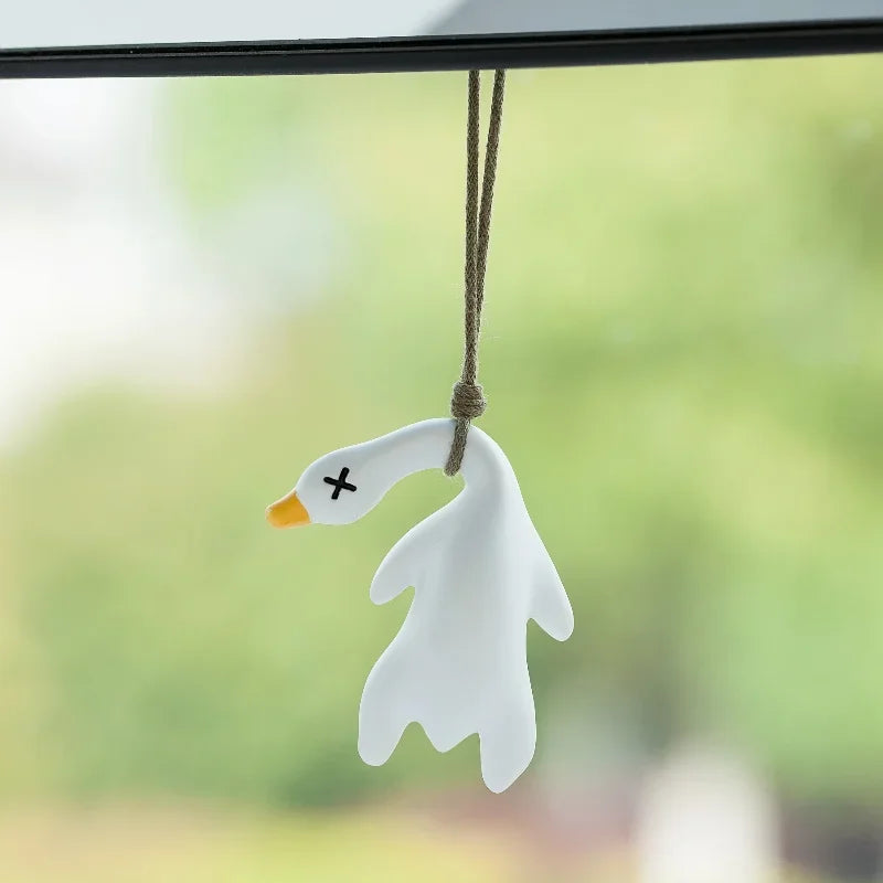 Funny Swing Goose Roasted White Roast Duck Car Pendant Swing Duck Car Hanging Ornament for Car Products Interior Accessories