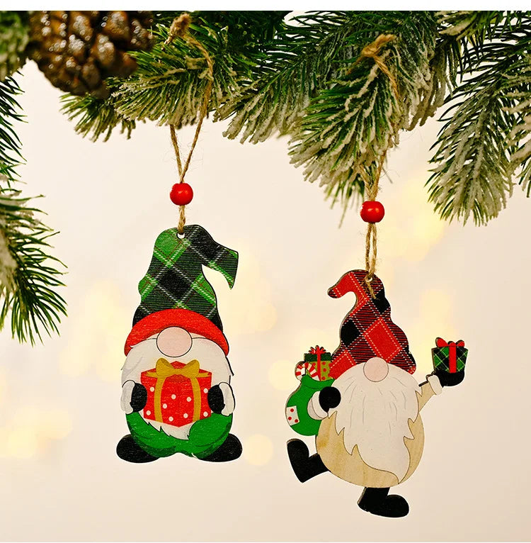 Merry Christmas Gnome Wooden Pendant Christmas Decorations For Home 2022 Cristmas Ornament Xmas Navidad Happy New Year 2023