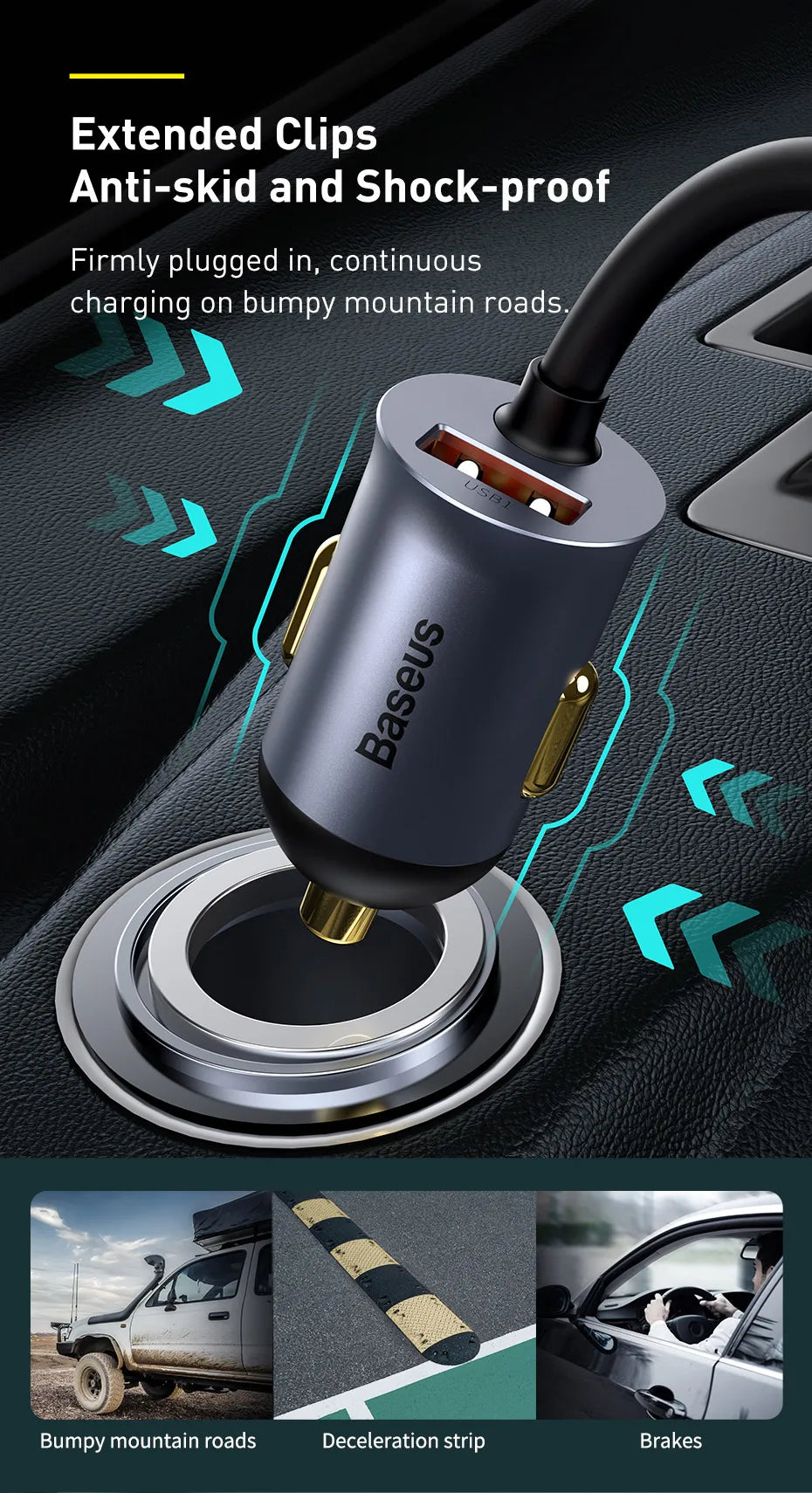 Baseus 120W PD Car Charger Quick Charger QC 3.0 PD 3.0 For iPhone 15 14 13 Samsung Type-C USB Charger Portable USB Phone Charger