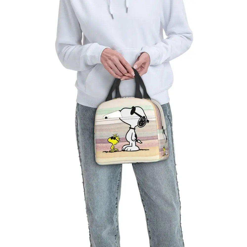 Custom Funny Cartoon Snoopy Lunch Box Waterproof Thermal Cooler Food Insulated Lunch Bag Kids For Kids Portable Picnic Tote Bags