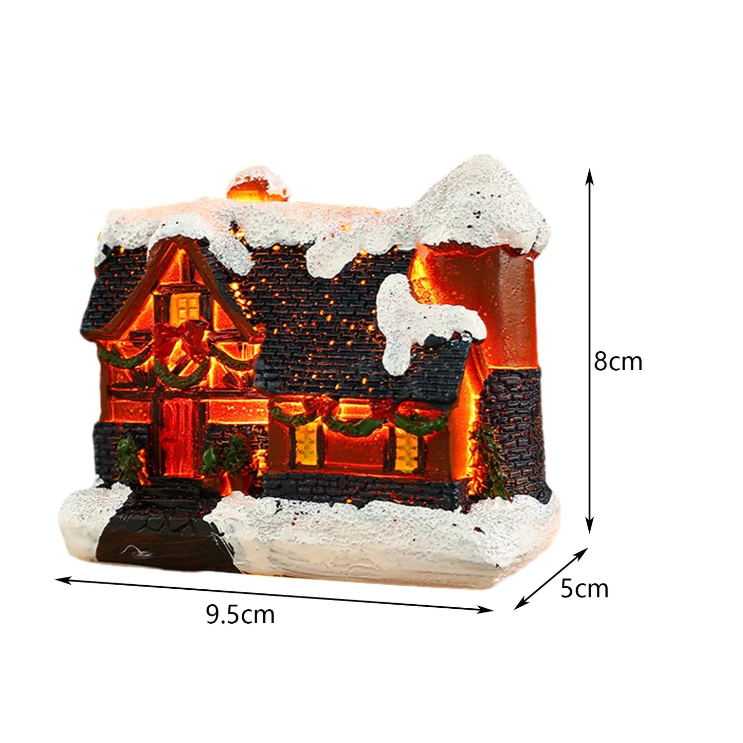 Christmas Village Scene for Home Desktop Ornaments Resin House Snowy Winter Town with LED Light Figurines for Christmas