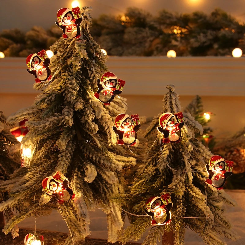 Christmas Santa Claus String Light Garland Xmas Tree Pendant Merry Christmas Decor for Home Noel Navidad Gift 2024 New Year 2025