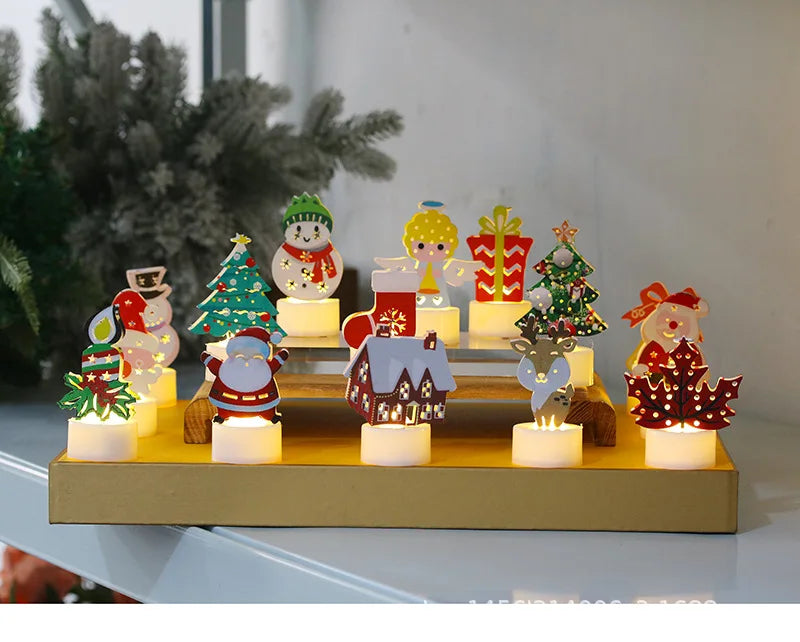 Christmas LED Light Snowman Santa House Luminous Cabin Merry Christmas Decor for Home Xmas Tree Ornaments Kids Gifts New Year