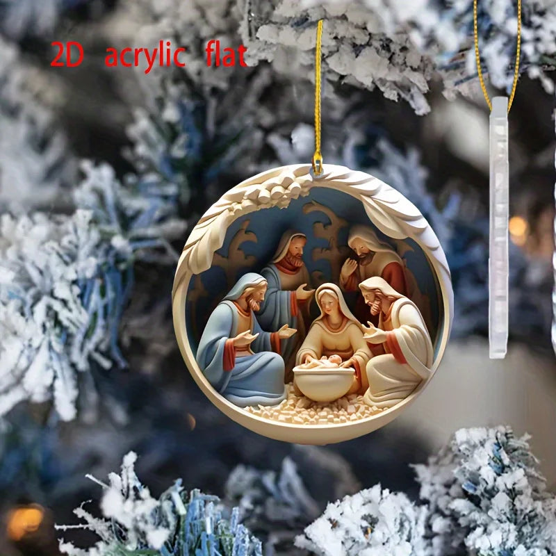 Nativity Christmas Ornament Acrylic Car Pendant Christmas DecorationPrayer pendant