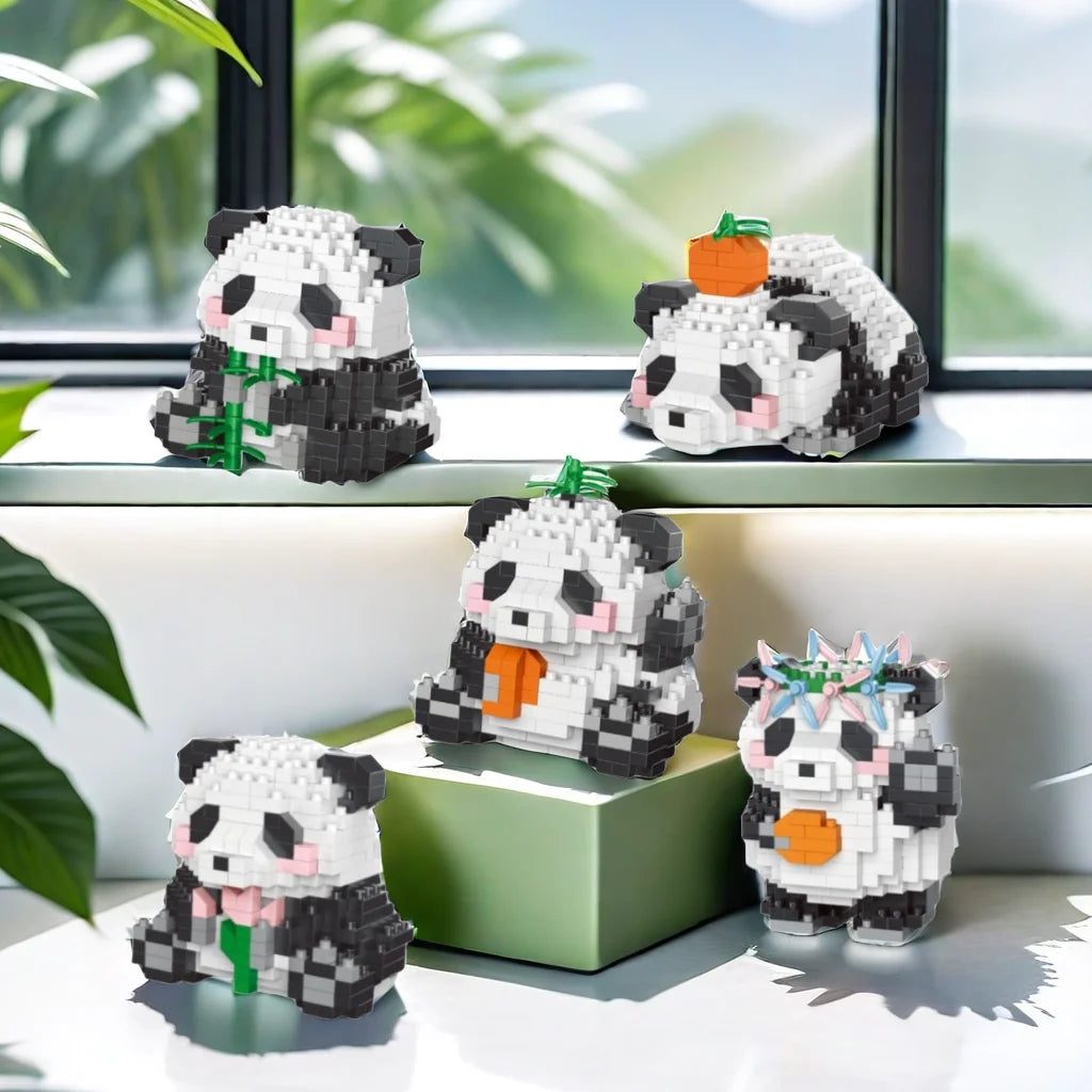 Adorable Panda-Shaped Building Blocks Toy Set: Desirable Desktop Decor, Perfect Gift, Panda Lover's Delight, Children's Joy