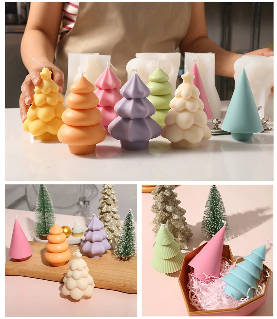 Christmas Tree Silicone Mold Handmade Scented Candle Mould DIY Christmas Mould Supplies Home Decor