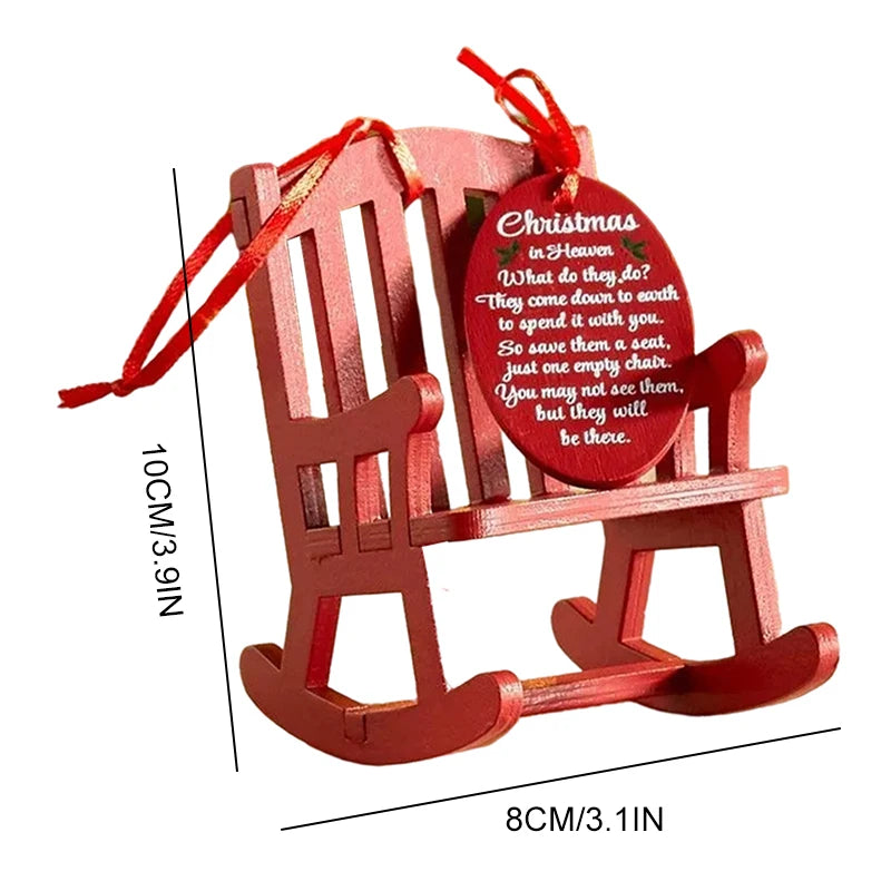 Christmas Tree Decorations In Heaven Memorial Ornament Mini Wooden Rocking Chair Christmas Craft Supplies New Year Decor KI