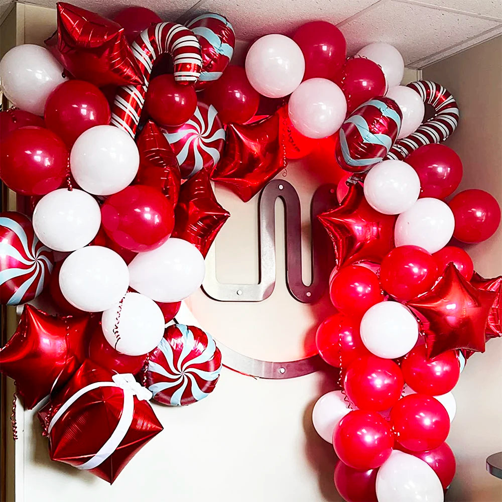 Christmas Balloon Garland Arch Matte  Blloon Red Blue White Balloons Arch Set Merry Christmas Decoration Gifts New Year Balloon