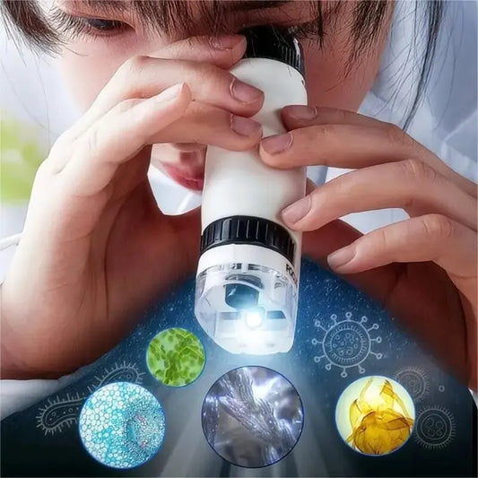 Mini Pocket Microscope Kids Science Educational Toy 60-120X Handheld Microscope Convenient STEM Toys Boys Girls Christmas Gifts