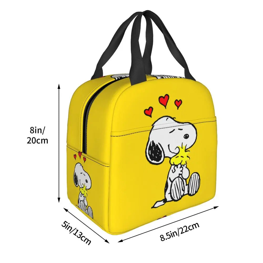 Custom Funny Cartoon Snoopy Lunch Box Waterproof Thermal Cooler Food Insulated Lunch Bag Kids For Kids Portable Picnic Tote Bags