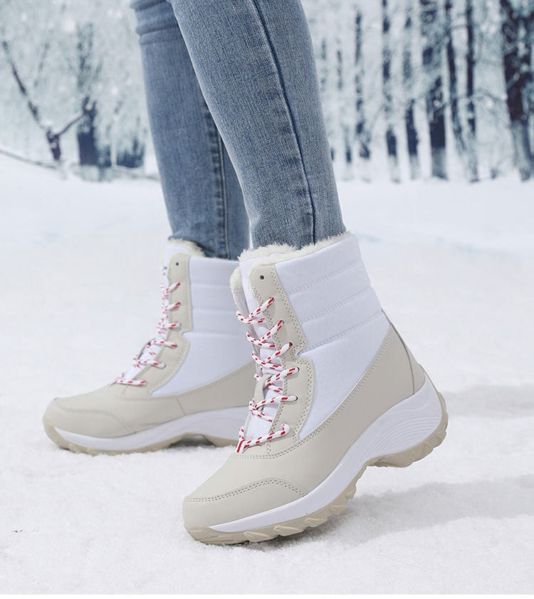 Snow Boots Women Platform Boots Non-slip Women Winter Shoes Fur Warm Ankle Boots for Women Wedges Waterproof Thigh High Boots