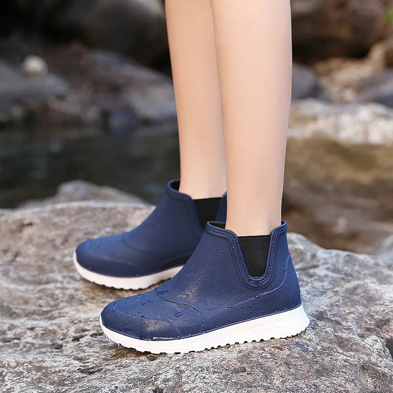 Fashion Rain Shoes for Women Rubber Boots Platform Ankle Boots 2024 Autumn Winter Slip on Women Booties Work Shoes Botines Mujer