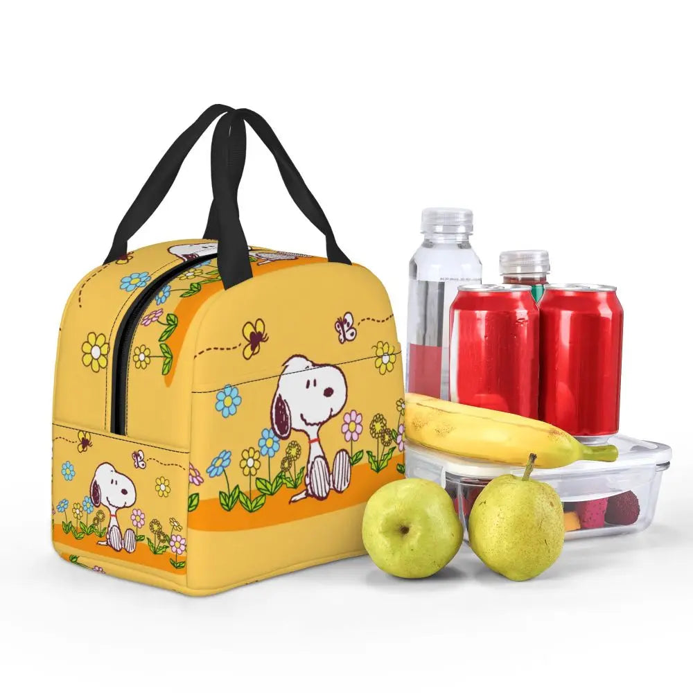 Custom Funny Cartoon Snoopy Lunch Box Waterproof Thermal Cooler Food Insulated Lunch Bag Kids For Kids Portable Picnic Tote Bags