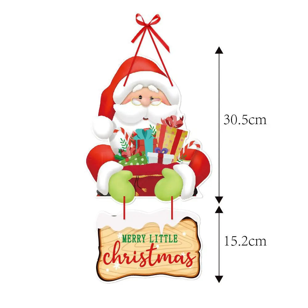 Christmas Porch Door Hanging Banner Christmas Paper Door Decorative Flags for Xmas Home Decorations New Year 2024 Noel Navidad