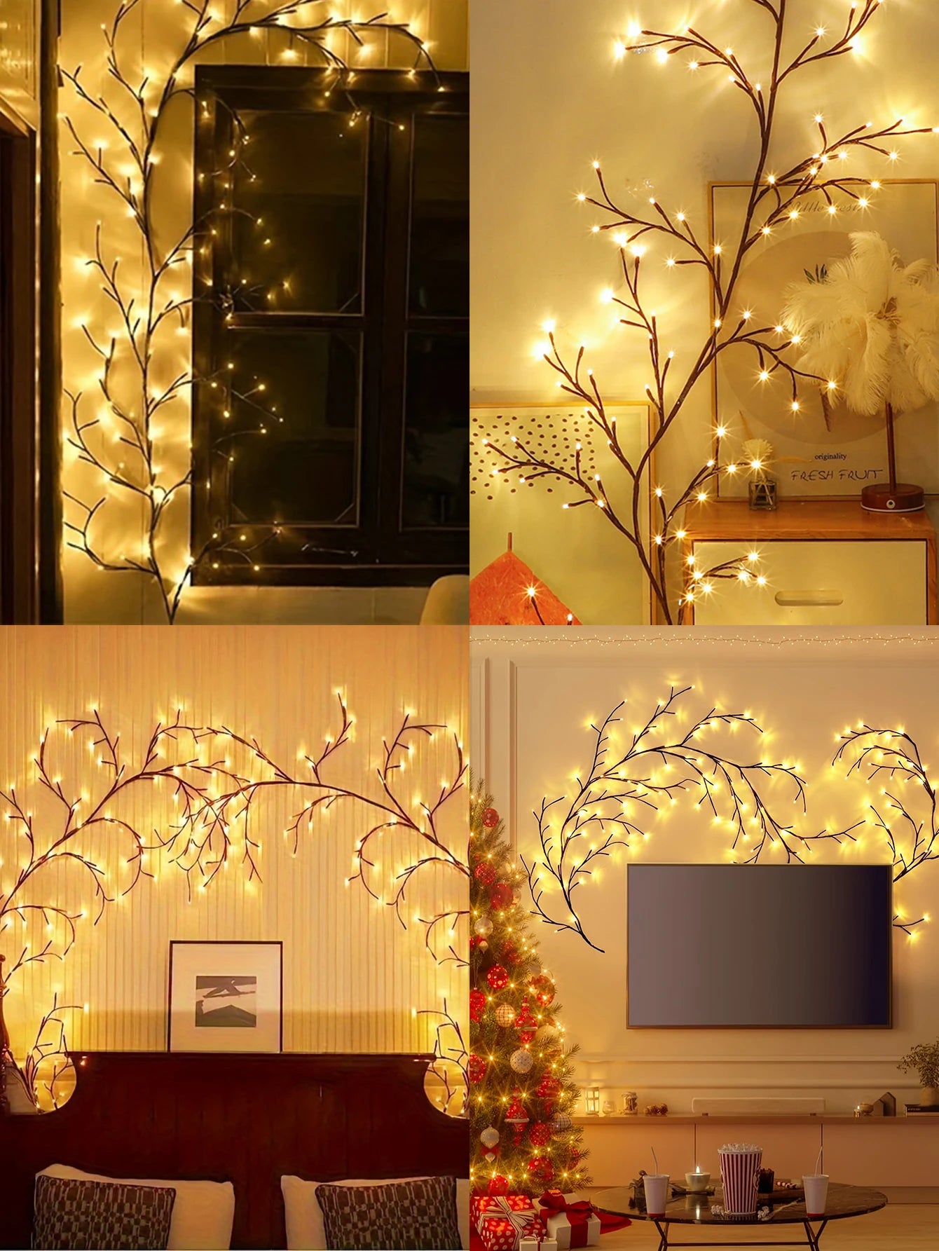 USB Flexible Willow Vine Light Home Wedding Decorations DIY Rattan Tree Luminous Branch Light Wall Fireplace Party Bedroom