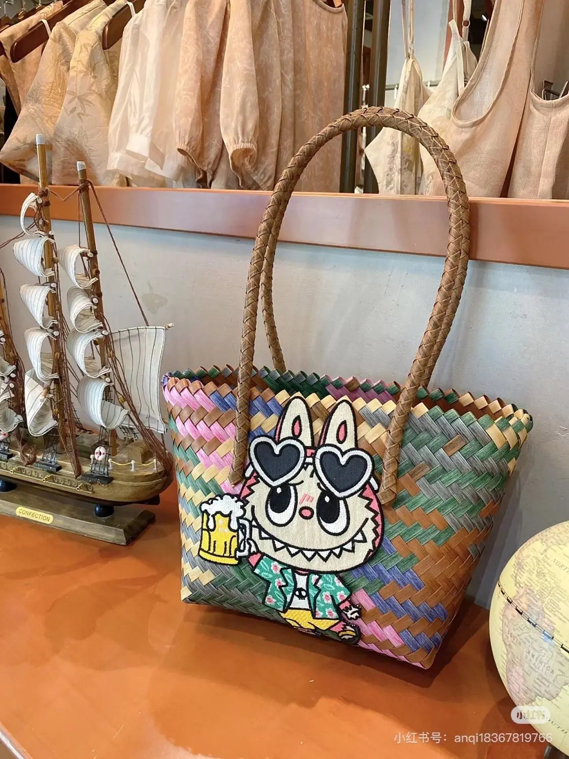 Cartoon Creativity Labubu Hand Woven Women's Shoulder Bag Handbag Cute High-Capacity Student Commuting Package Practical Gift