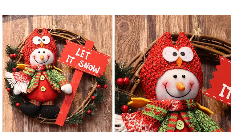 Elk Snowman Rattan Circle Christmas Flower Wreath Shopping Mall Window Christmas Tree Christmas Decorations Children's Doll